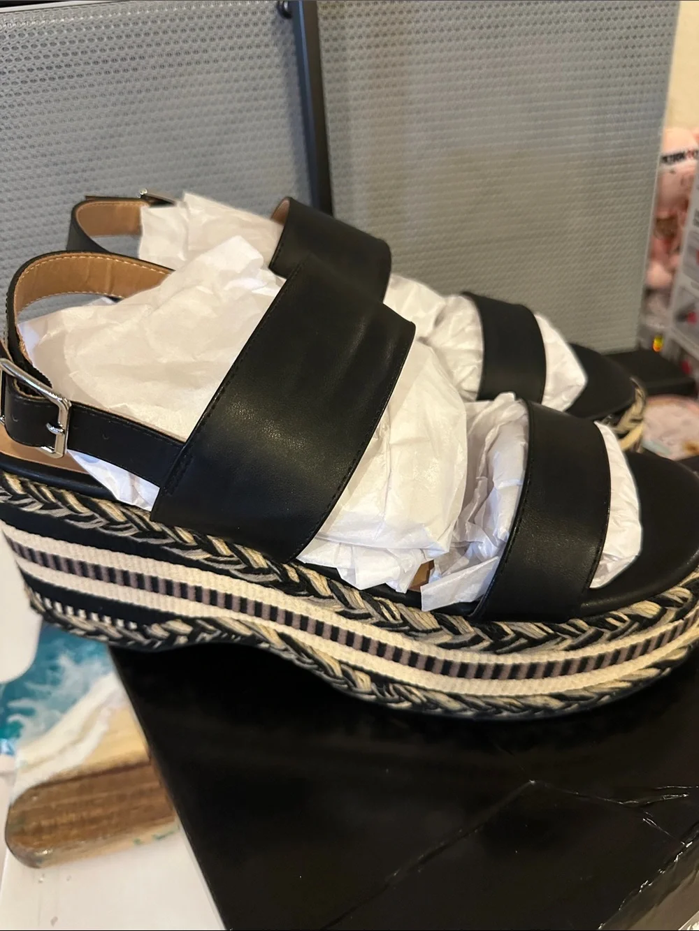 DV by Dolce Vita Black Braided Espadrille Platform Sandals